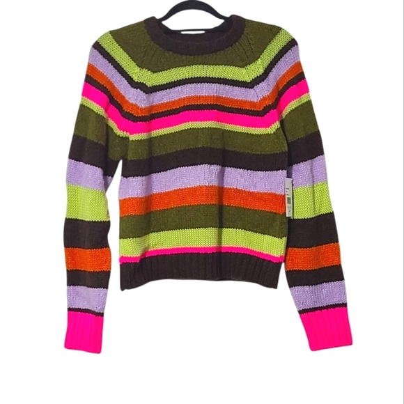 VELVET by Graham & Spencer Nessie Alpaca Stripe Sweater Womens Multi Crewneck XS - Picture 5 of 16